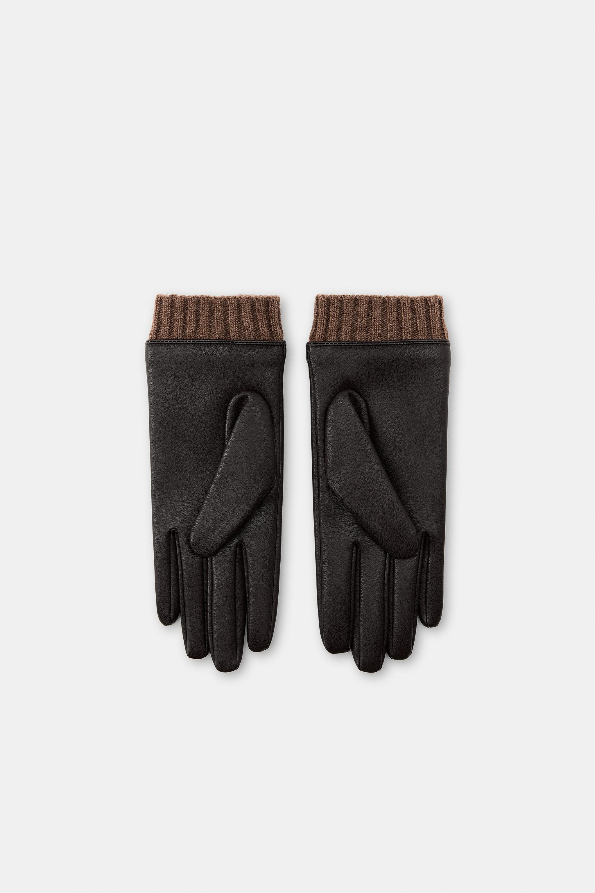 FAUX LEATHER GLOVES WITH WOOL